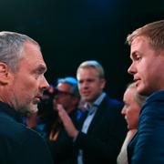 Liberalernas ledare Jan Björklund och Miljöpartiets språkrör Gustav Fridolin vid Aftonbladets partiledardebatt på Cirkus, Skandiascenen i Stockholm