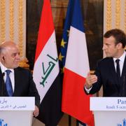 Emmanuel Macron tillsammans med Haider al-Abadi 