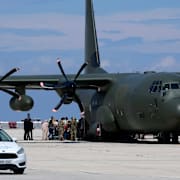 Brittiskt evakueringsplan efter landning på Cypern. Petros Karadjias / AP