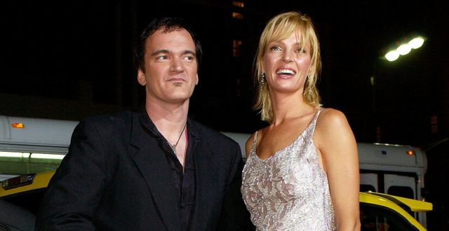 Quentin Tarantino och Uma Thurman på premiären av Kill Bill 1 i Los Angeles, 2003.  Kevork Djansezian / TT NYHETSBYRÅN