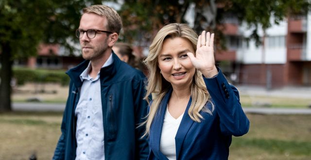 Andreas Carlson och Ebba Busch under valrörelsen. Christine Olsson/TT