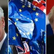 EU:s chefsförhandlare Michel Barnier, tv, och Storbritanniens Boris Johnson, th. 