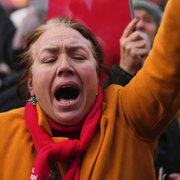 Demonstranter i Istanbul på onsdagen.