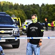 Polis på plats i Fagersta, 21 augusti.