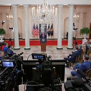 Donald Trump talade i Vita huset.