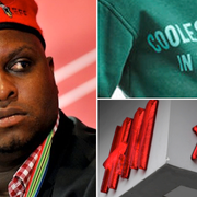 Floyd Shivambu/beskuren bild föreställande hoodien i reklamkampanjen.