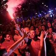 Spanska fans i Madrid efter guldet.