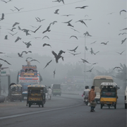 Skärmdump IQAir/Bild från Lahore, 13 november. 