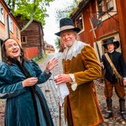 Petra Mede och Jan Modin spelar in scener till programmet ”Min historiska pojkvän” 