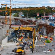 Infarten till Förbifart Stockholm vid Kungens kurva utanför Stockholm.