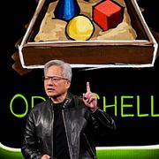 Nvidias vd Jensen Huang under gårdagens konferens GTC.