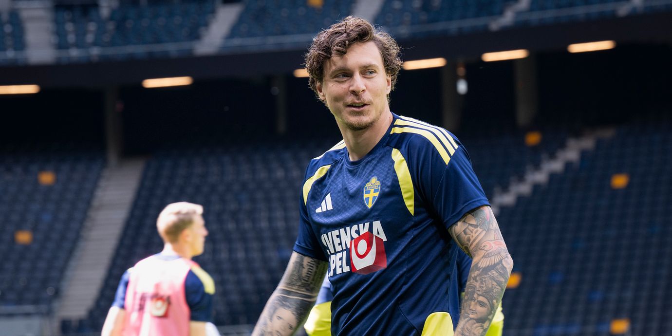 Victor Nilsson Lindelöf under dagens träning.