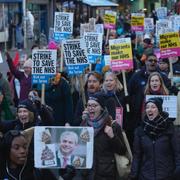 Strejkande sjuksköterskor i London den 18 januari.