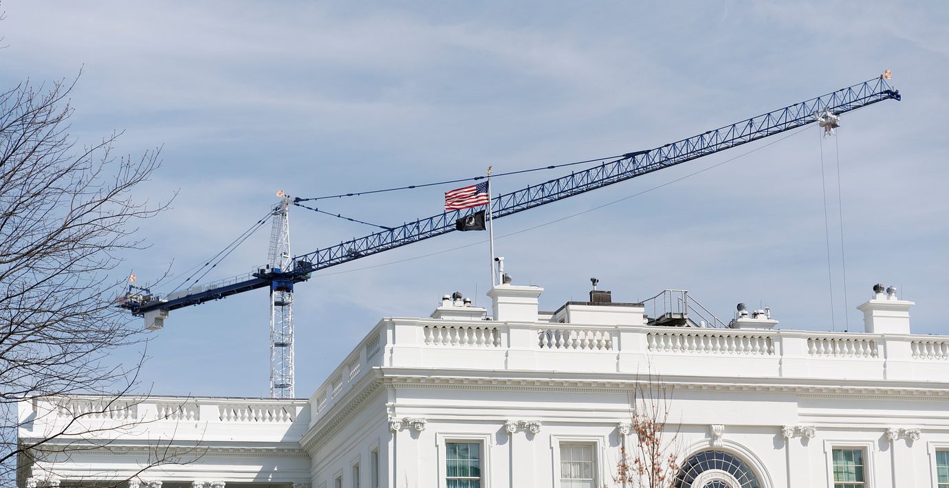 Byggkran vid Vita huset.