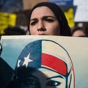 Arkivbild från protester mot Donald Trump.