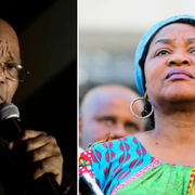 Jacob Zuma (t v), Baleka Mbete, Sydafrikas parlament (t h).