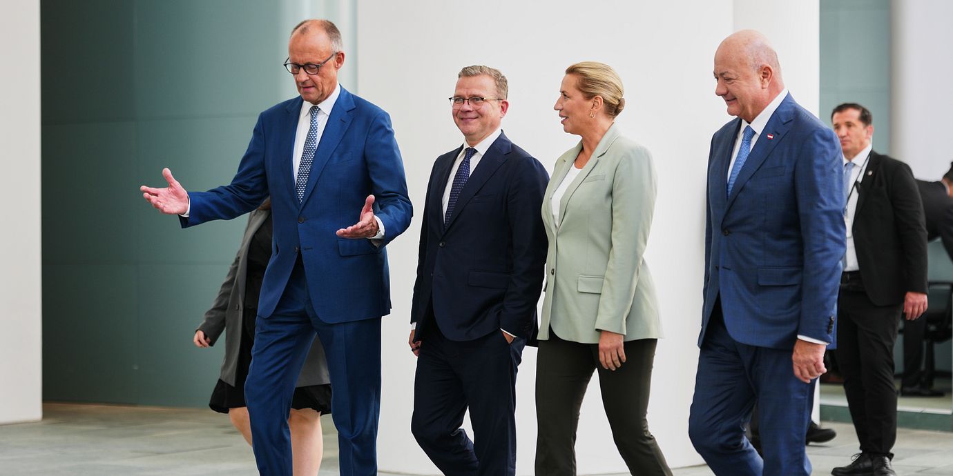 Christian Stocker, Mette Frederiksen, Petteri Orpo och Friedrich Merz.