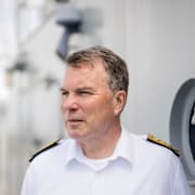 Thomas Nilsson, chef för den militära underrättelse- och säkerhetstjänsten (Must), ombord på örlogsfartyget HMS Carlskrona under politikerveckan i Almedalen. 
