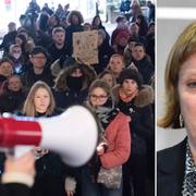 Manifestation efter den misstänkta våldtäkten i Fittja/domare Erica Hemtke.