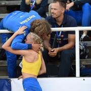 Tilde Johansson under Finnkampen på Stockholms stadion.