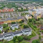 Flygbild över stadsdelen Skäggetorp i Linköping