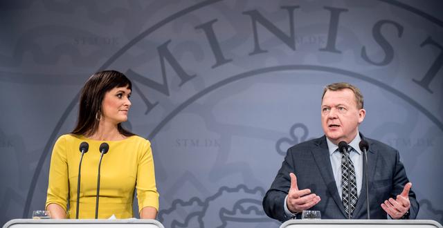 Danmarks minister för offentlig innovation Sophie Løhde och statsminister Lars Løkke Rasmussen.  Mads Claus Rasmussen / TT NYHETSBYRÅN