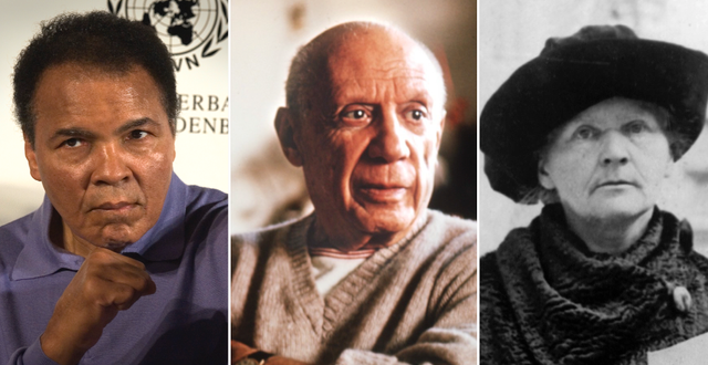 Muhammed Ali, Pablo Picasso och Marie Curie.  AP.