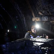 Ukrainsk kolgruvearbetare.  Evgeniy Maloletka / AP