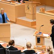 Socialdemokraternas partiledare Magdalena Andersson (S) och statsminister Ulf Kristersson (M).