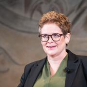 Karin Wanngård (S), finansborgarråd och gruppledare för Socialdemokraterna, presenterar förslag till budget för 2025 vid en pressträff i Stockholms stadshus. 