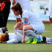 FC Rosengårds Gaelle Enganamouit under lördagens fotbollsmatch