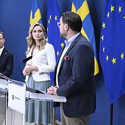 
Utbildnings- och integrationsminister Simona Mohamsson (L), statsminister Ulf Kristersson (M), energi- och näringsminister Ebba Busch (KD) och Sverigedemokraternas partiledare Jimmie Åkesson (SD).