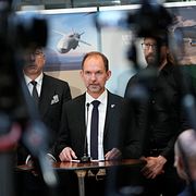 Jeppe Bruus på torsdagens pressträff. 