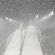 Backhoppningsbanan på OS på måndagen. 