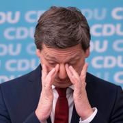 Christian Baldauf, CDU:s toppkandidat i Rheinland-Pfalz, reagerar på resultaten.