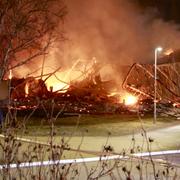 Polis vid brandplatsen i Västerås