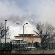 Rök efter explosionen vid gasanläggningen i Baumgarten, Österrike.