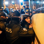 Protesterna i Istanbul på måndagen. 