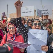 Demonstranter i Rabat, Marocko.