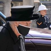 Drottning Elizabeth II under prins Philips begravning. 