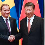 Statsminister Stefan Löven träffade Kinas president Xi Jinping på måndagen. Till höger Gui Minhai