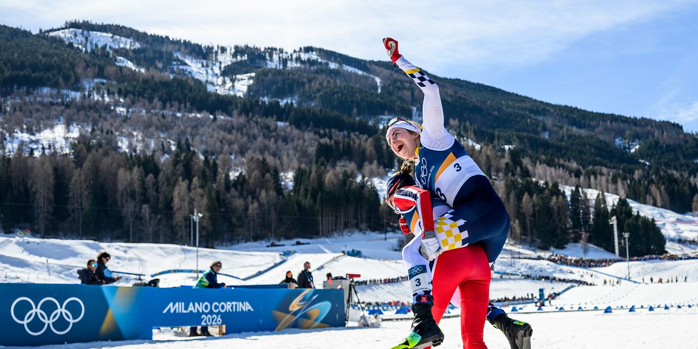 Ebba Andersson och norskan Heidi Weng under förra vinterns OS.