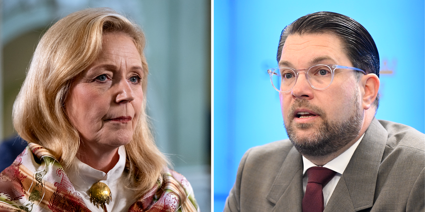 C-ledaren Elisabeth Thand Ringqvist och SD-ledaren Jimmie Åkesson.