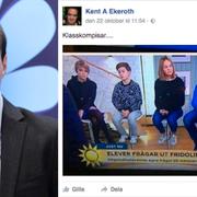 Kent Ekeroth (arkivbild) och hans Facebookinlägg.