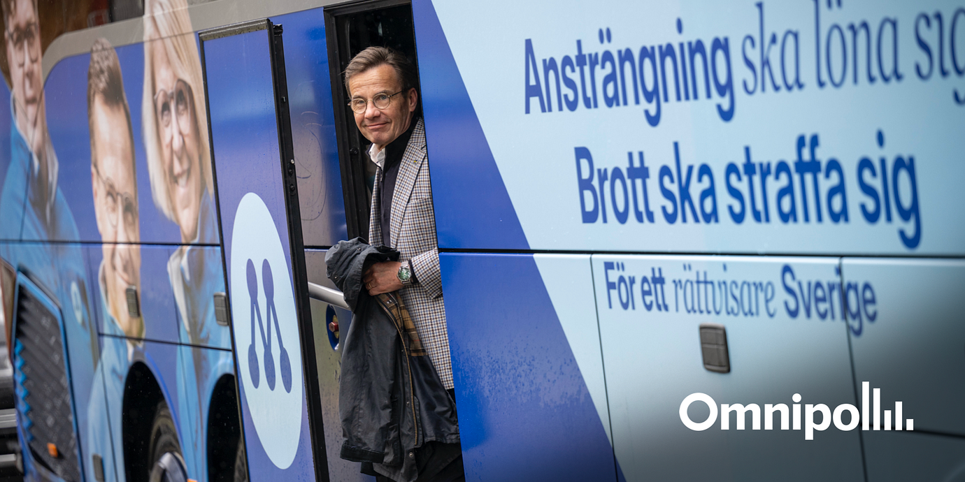 Ulf Kristersson (M) under sin bussturné i Skåne.