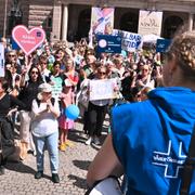 Arkivfoto från demonstration under vårdstrejken, Stockholm den 12 juni 2024. 