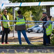 Polisens avspärrningar vid mordet.