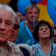 Torgmöte för högernationalistiska AFD i Königs Wusterhausen i Östtyskland. 