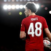 Liverpools Curtis Jones vid söndagens FA-cupmatch.