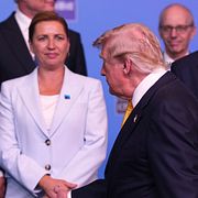 Arkivbild på Danmarks statsminister Mette Frederiksen och Donald Trump.